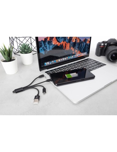 Cable de carga 3 en 1, USB A - Lightning + Micro USB + USB-C
