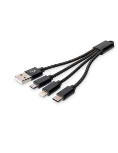 Cable de carga 3 en 1, USB A - Lightning + Micro USB + USB-C