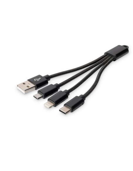 Cable de carga 3 en 1, USB A - Lightning + Micro USB + USB-C