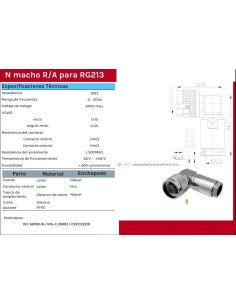 N MACHO ACODADO CABLE RG8/RG213 2