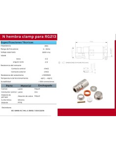 CONECTOR "N" HEMBRA AEREA RG8-213 PARA SOLDAR 2