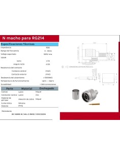CONECTOR "N" MACHO CRIMPAR CABLE RG214 2