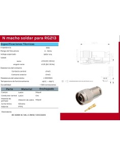 CONECTOR "N" MACHO  SOLDAR RG-8/213 2