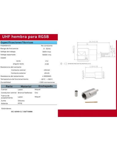 CONECTOR FME MACHO CRIMPAR RG174
