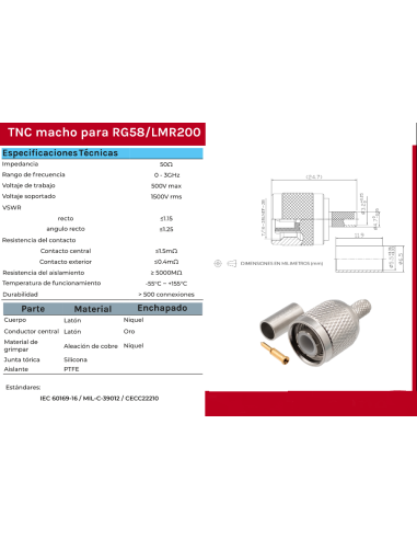CONECTOR TNC MACHO CRIMPADO RG58