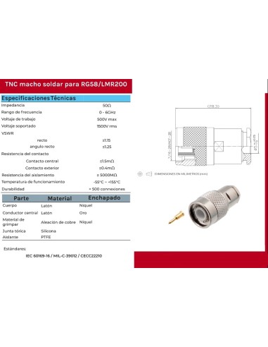 CONECTOR TNC MALE SOLDAR RG58