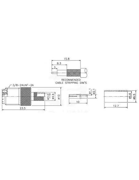 CONECTOR MINI UHF HEMBRA RG-58 CRIMPAR