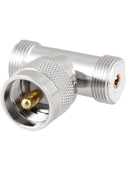 ADAPTADOR UHF T MACHO -HEMBRA - HEMBRA