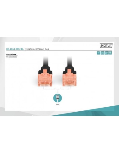 Latiguillo CAT 6 U-UTP, longitud 0,50 m, color negro