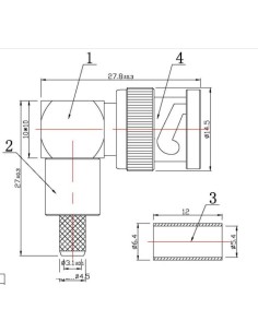 CONECTOR BNC MACHO ACODADO CRIMPAR RG58 2