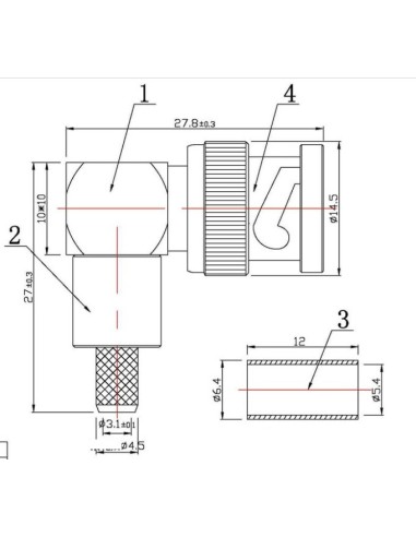 CONECTOR BNC MACHO ACODADO CRIMPAR RG58