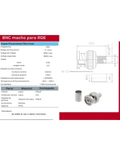 CONECTOR BNC MACHO CRIMPAR RG6 PARA CABLES 2