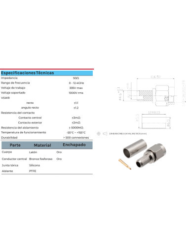 CONECTOR  SMA MACHO CRIMPAR RG58