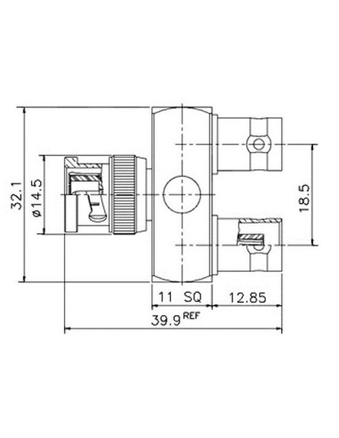 ADAPTADOR BNC "T" MACHO - 2 HEMBRAS