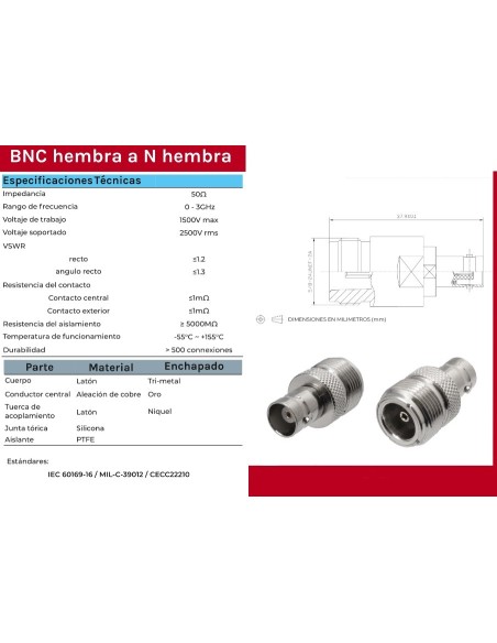 ADAPTADOR BNC HEMBRA N HEMBRA