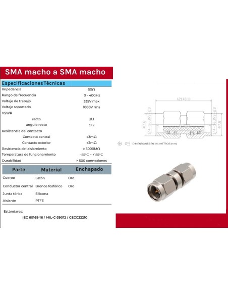 ADAPTADOR SMA MACHO-MACHO