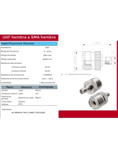 ADAPTADOR SMA HEMBRA -  UHF HEMBRA 2