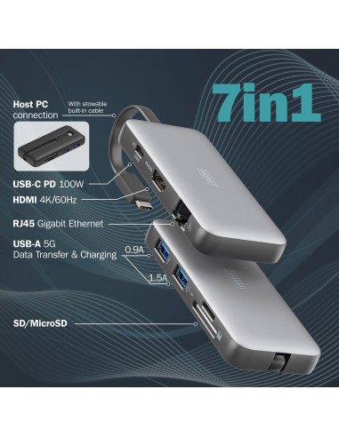 DOCK. USB-C 7x HDMI/RJ45/PD/SD