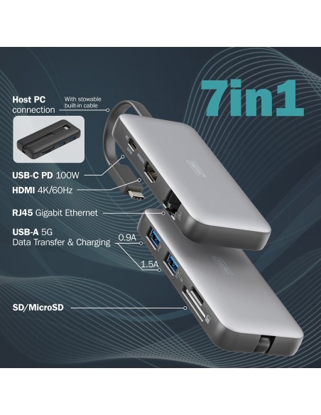 DOCK. USB-C 7x HDMI/RJ45/PD/SD