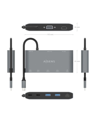 DOCK USB-C x8 HDMI/VGA/RJ45/USB-A/USB-C 5G/USB-C PD