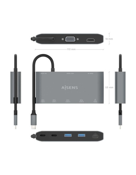 DOCK USB-C x8 HDMI/VGA/RJ45/USB-A/USB-C 5G/USB-C PD
