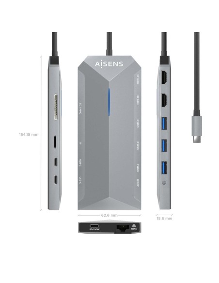 DOCK USB-C x12 HDMI/RJ45/USB-A/USB-C PD/AUDIO/SD/MICRO SD