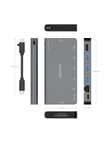 DOCK USB-C x8 HDMI/RJ45/USB-A/USB-C DATOS+PD/SD/MICRO