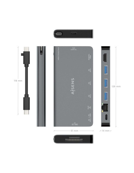 DOCK USB-C x8 HDMI/RJ45/USB-A/USB-C DATOS+PD/SD/MICRO