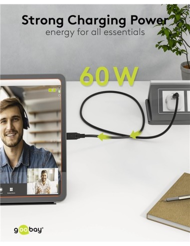 CABLE USB-C 3.2 60W 5GBT/S 2MT