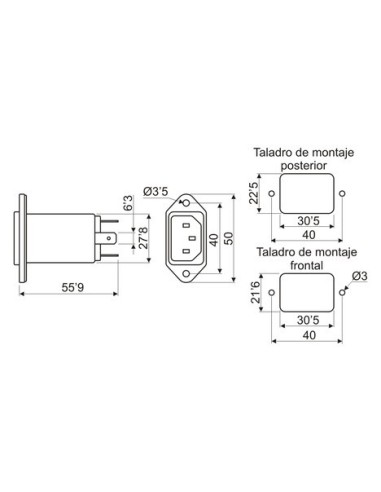 BASE Y FILTRO RED 10A/250V