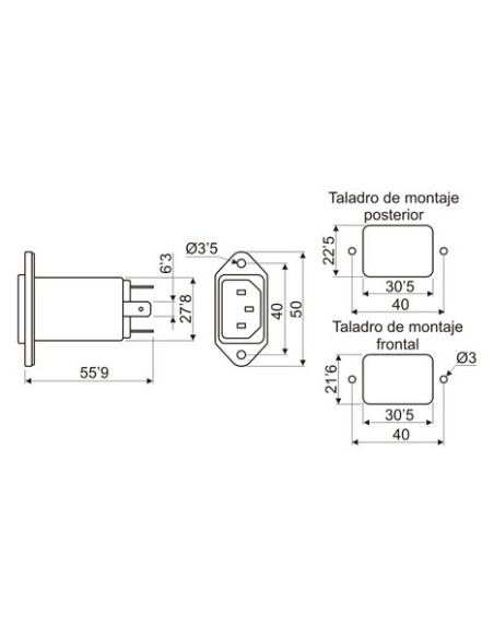 BASE Y FILTRO RED 10A/250V