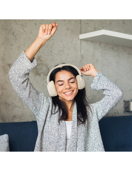 AURICULARES BT 6.0 SOUND WAVE ANC CREMA/PLATA