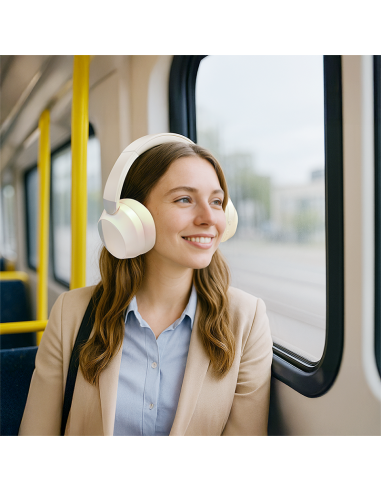 AURICULARES BT 6.0 SOUND WAVE ANC CREMA/PLATA