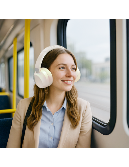 AURICULARES BT 6.0 SOUND WAVE ANC CREMA/PLATA