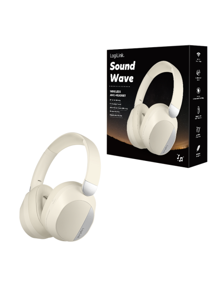 AURICULARES BT 6.0 SOUND WAVE ANC CREMA/PLATA