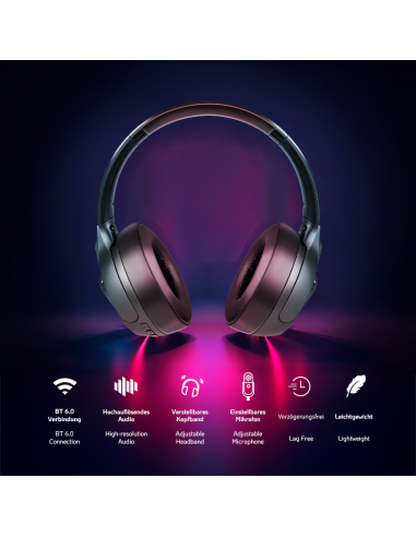 AURICULARES PARA JUEGOS BT 6.0 NEGRO