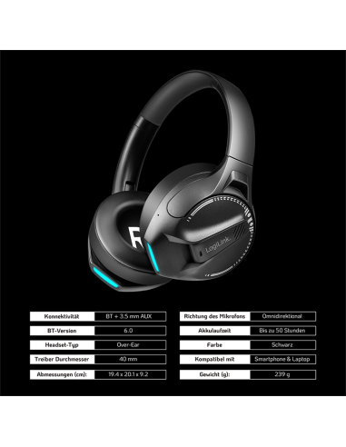 AURICULARES PARA JUEGOS BT 6.0 NEGRO