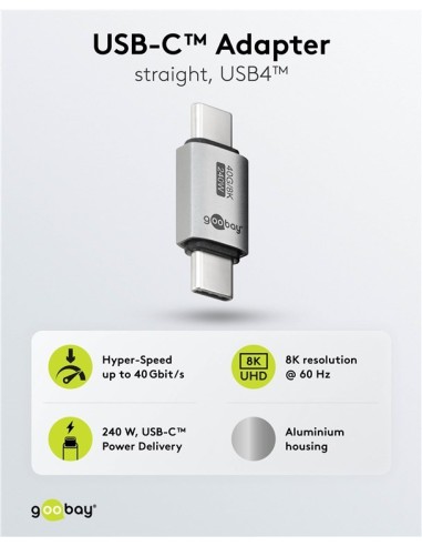 Adaptador USB-C Recto, M/M