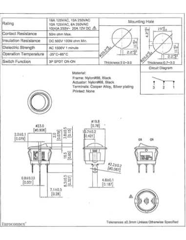 CONMUTADOR 1CC 2 POS REDONDO