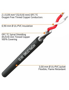 CABLE DE AUDIO 2X0.09mm² MALLA ESPIRAL 2