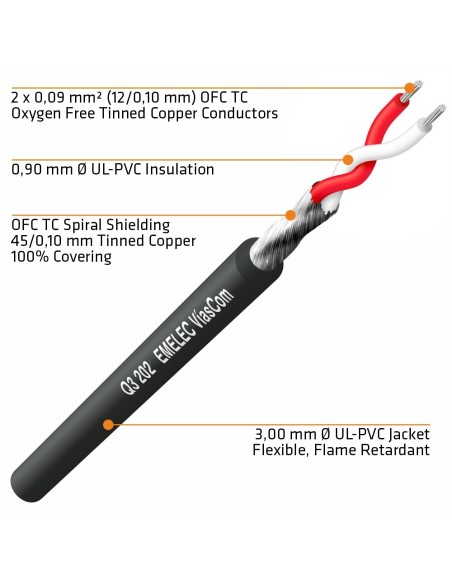 100MTS CABLE DE AUDIO 2X0.09mm² APANTALLADO