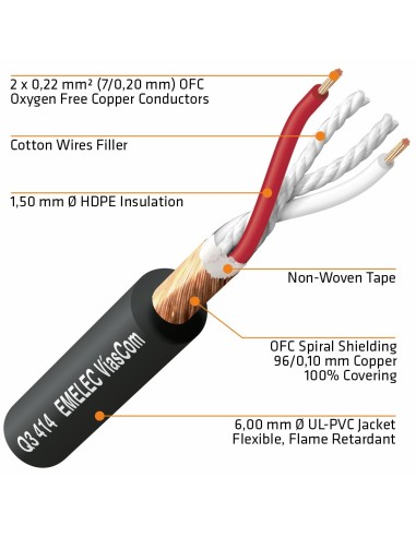 100MTS CABLE DE AUDIO BALANCEADO 2X0.22mm² APANTALLADO