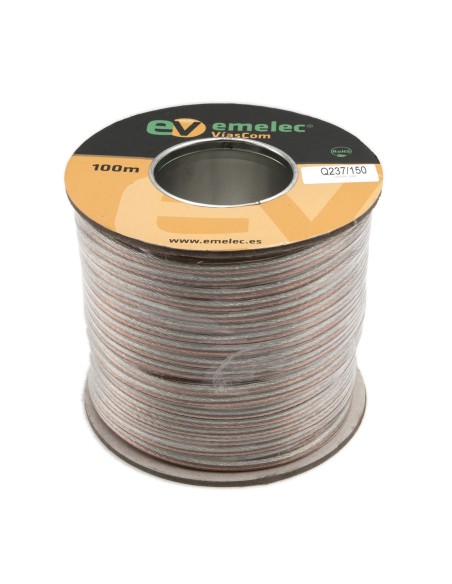 100MTS CABLE DE ALTAVOZ 2x1.50mm² TRANSPARENTE OFC