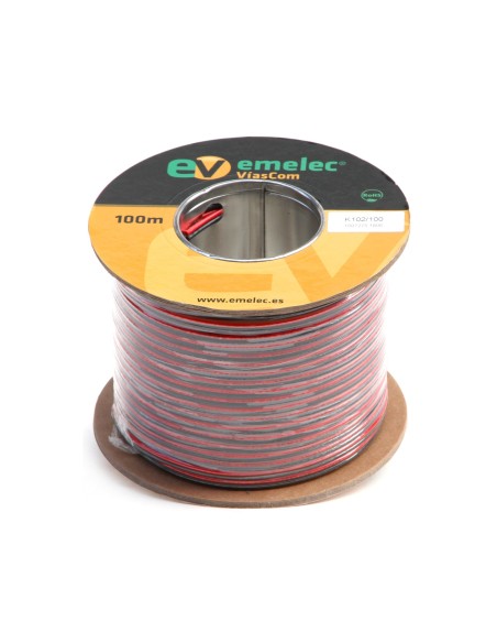 100MT CABLE PARALELO BICOLOR 2X1mm² ROJO & NEGRO ALTAVOZ
