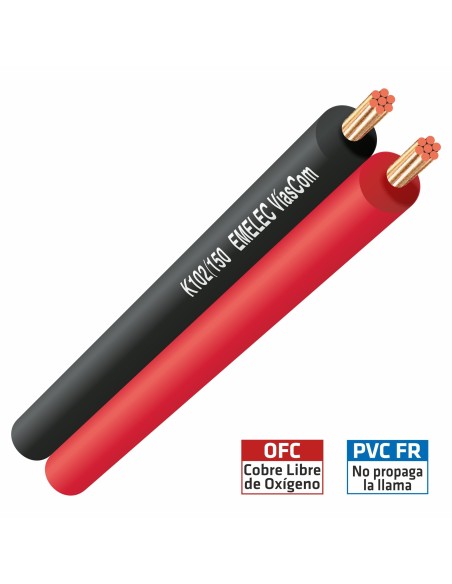 100MTS. CABLE PARALELO BICOLOR 2X1.50mm² ROJO & NEGRO ALTAVOZ