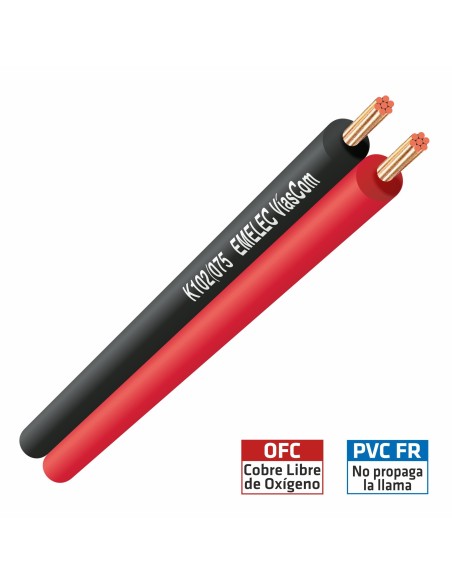CABLE PARALELO BICOLOR 2X0.75mm² ROJO & NEGRO ALTAVOZ