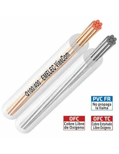 100MTS. CABLE DE ALTAVOZ 2x4mm² PARALELO TRANSPARENTE  OFC