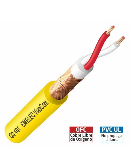 100MTS. CABLE DE AUDIO BALANCEADO 2x0.40mm² AMARILLO DOBLE BLINDAJE