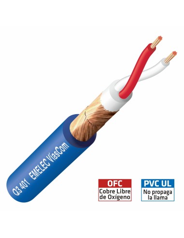 100MTS. CABLE DE AUDIO BALANCEADO 2x0.40mm² AZUL DOBLE BLINDAJE