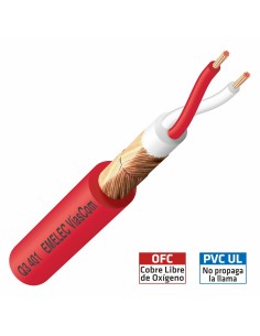 100MTS. CABLE DE AUDIO BALANCEADO 2x0.40mm² ROJO DOBLE BLINDAJE